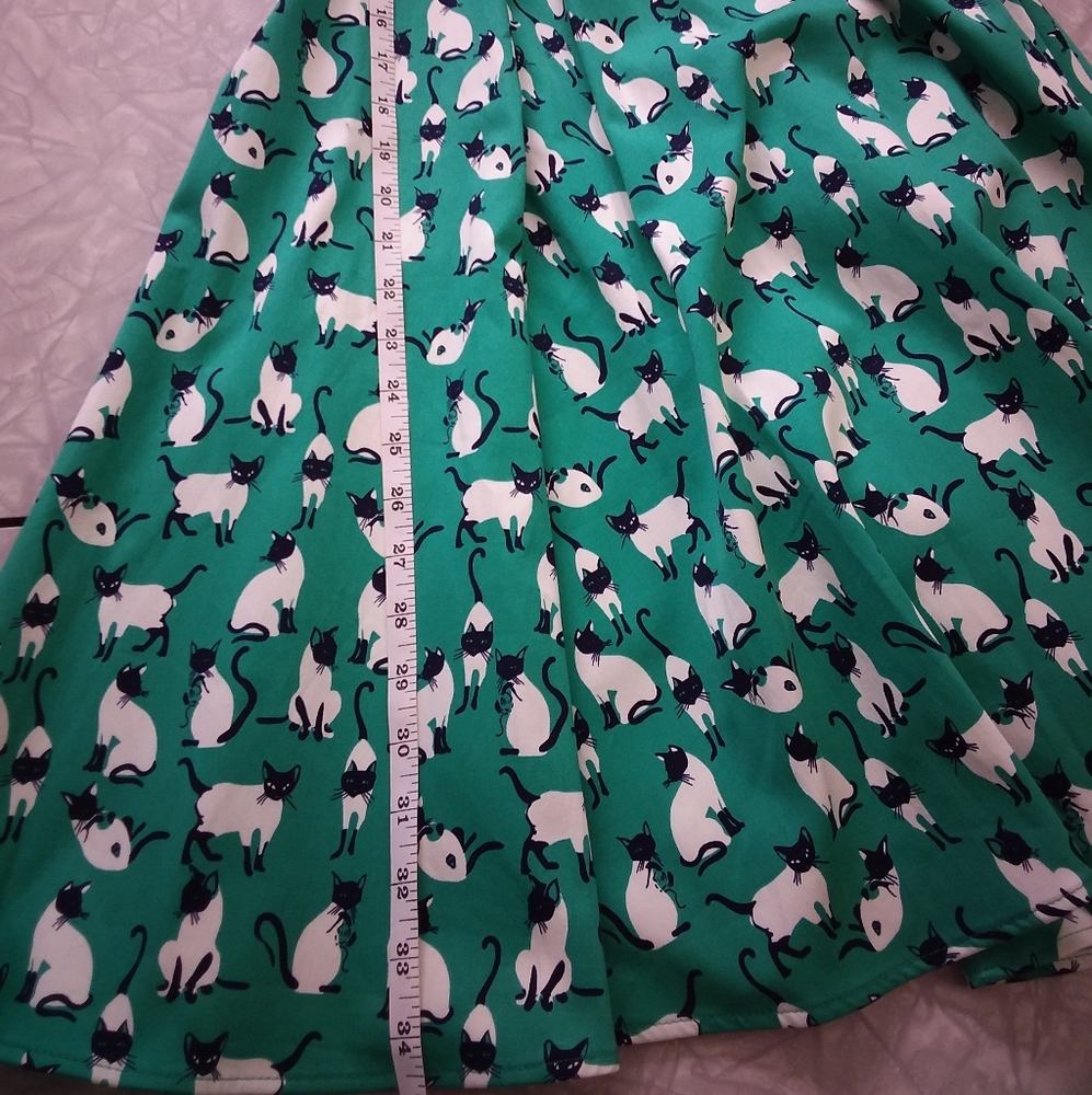 NWT Eva Rose vintage inspired rockabilly swing dress with halter cat print L - Picture 11 of 16